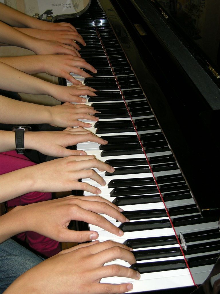 piano, playing, music